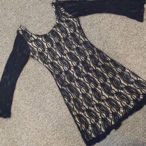 Liberty Love black lace dress with tan lining